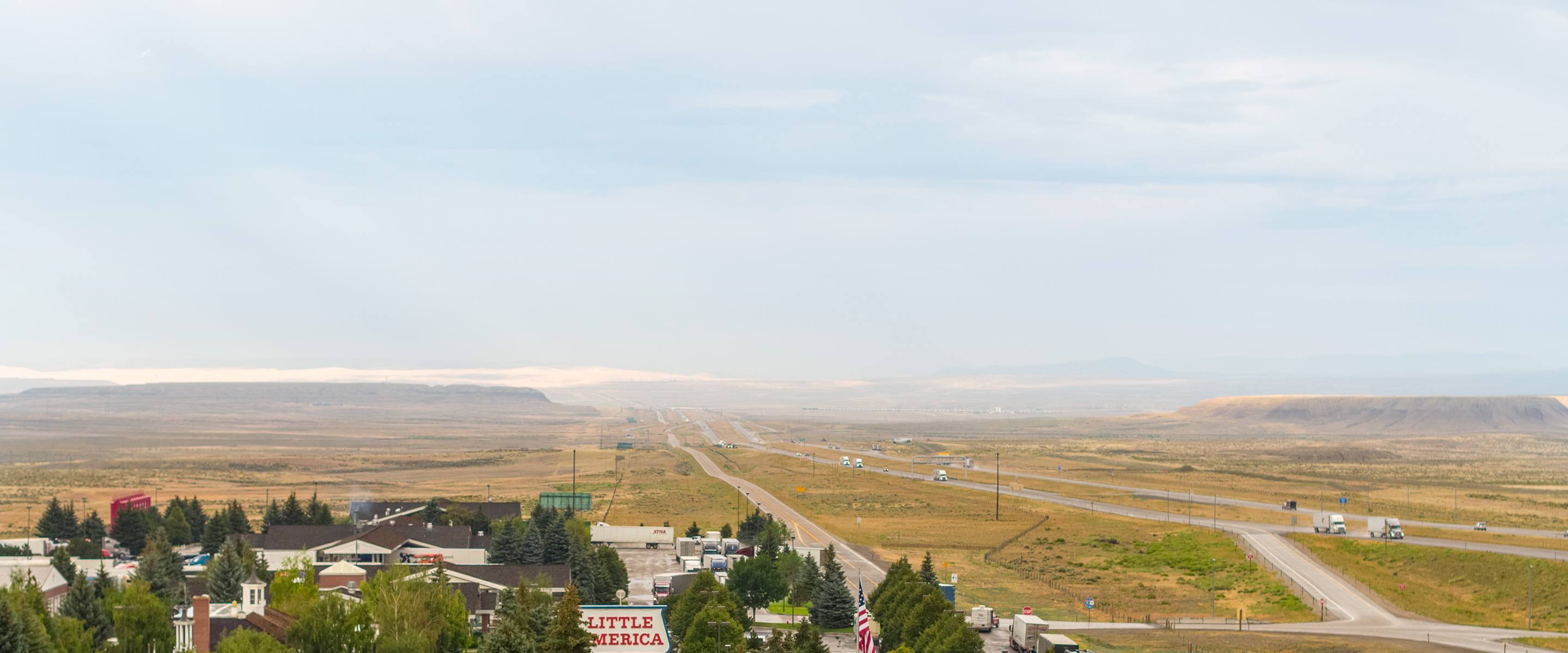 Bird's-eye view of the Little America Hotel near Rock Springs and Green River, Wyoming