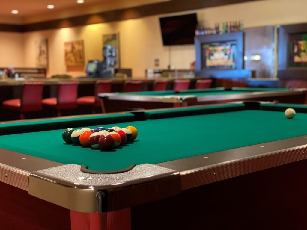 A pool table / billiards table at The Lobby Bar at Little America Wyoming.